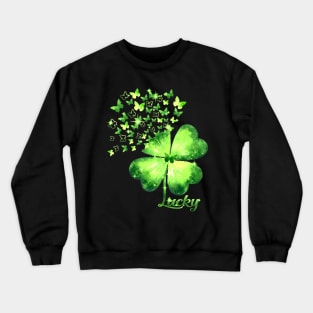 Butterfly Lucky Clover Shamrock St Patricks Day Crewneck Sweatshirt